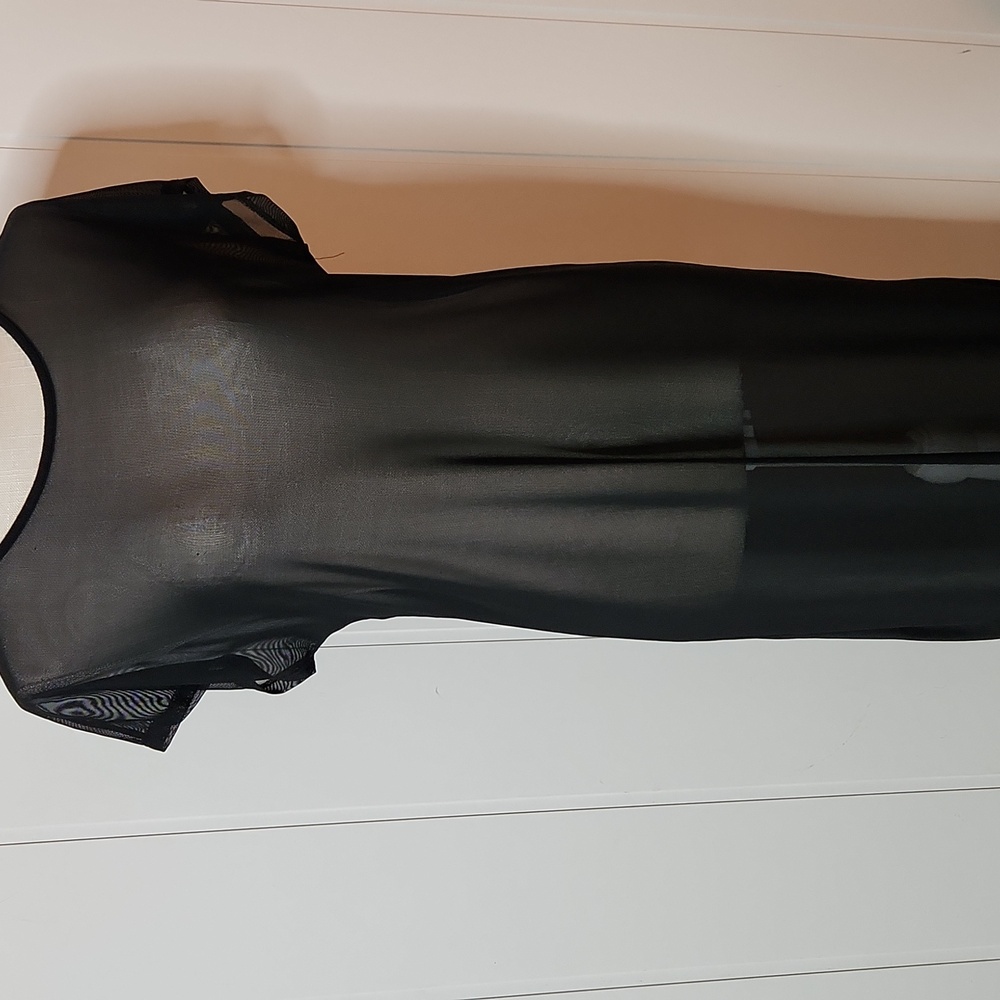 Y2K black mesh sheer Fantasy Edgy whimsigoth Witchy stretchy midi dress.